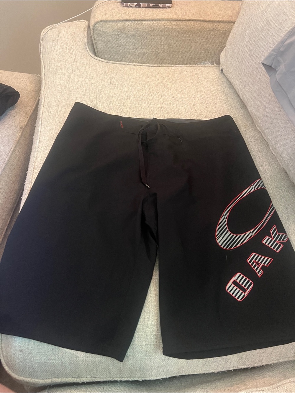 Oakley Black Men's Boardshorts with Red & White Logo